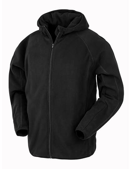 Recycled Hooded Microfleece Jacket — Black