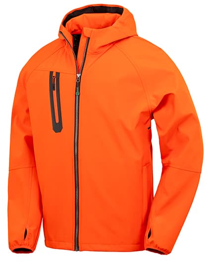 3-Layer Recycled Printable Hooded Casual Softshell Jacket — Orange