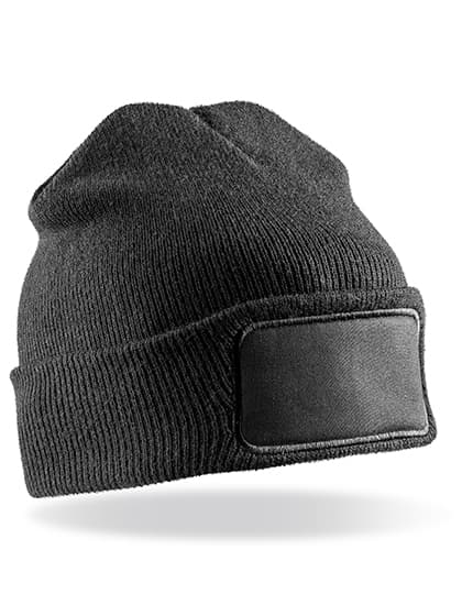 Recycled Double Knit Printers Beanie — Black