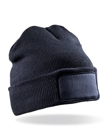 Recycled Double Knit Printers Beanie — Navy