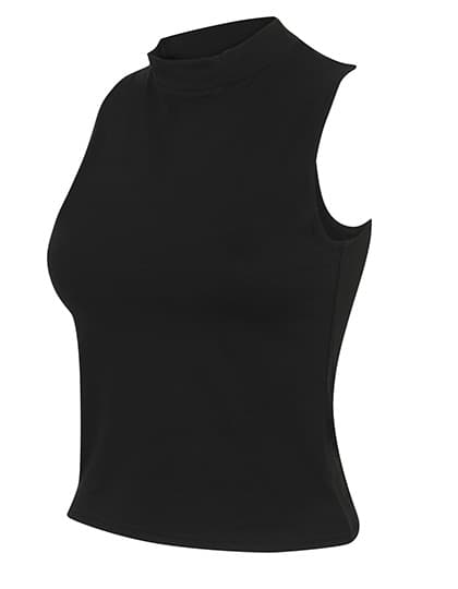 Women´s High Neck Crop Vest — Black