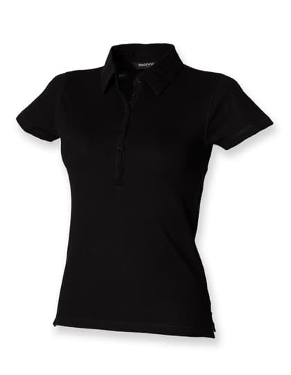 Women´s Short Sleeved Stretch Polo — Black
