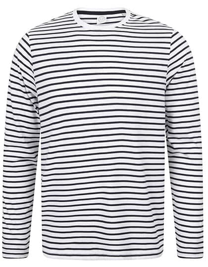 Unisex Long Sleeved Striped T — White