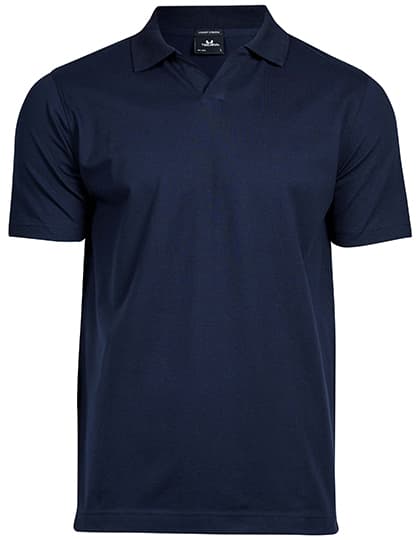 Luxury Stretch V-Neck Polo — Navy