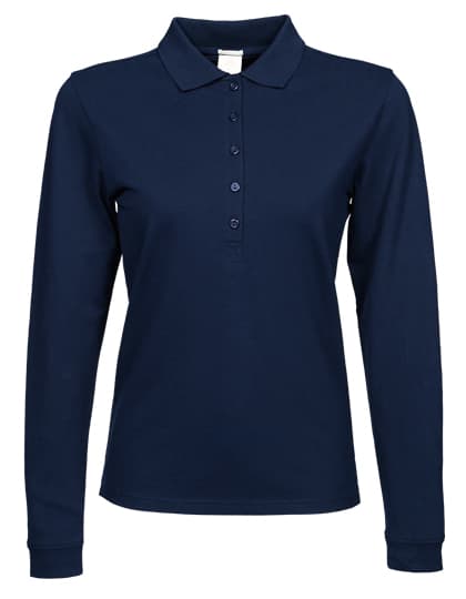 Women´s Luxury Stretch Long Sleeve Polo — Navy