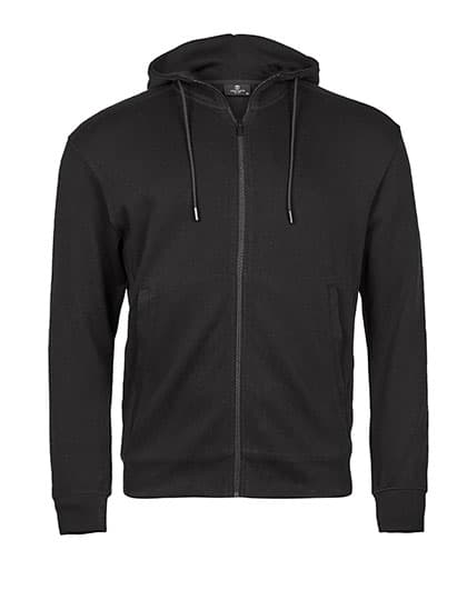 Ribbed Interlock Hooded Full Zip — Black