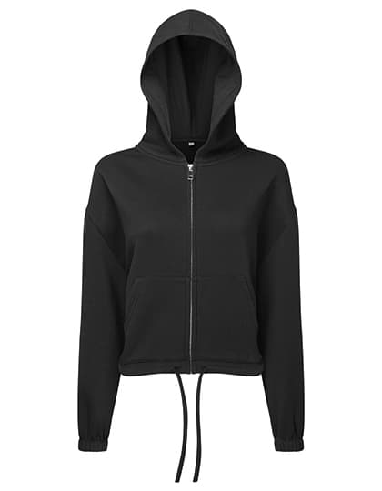 Women´s Recycled Drawstring Full-Zip Hoodie — Black