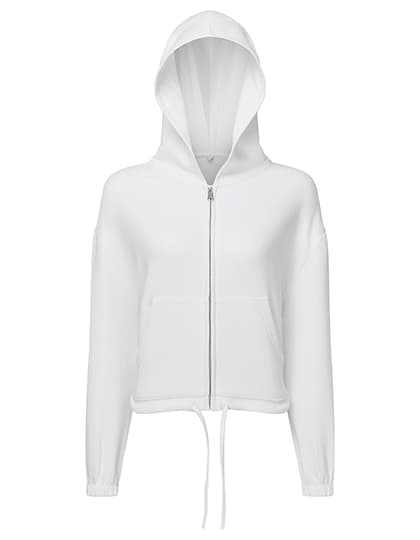 Women´s Recycled Drawstring Full-Zip Hoodie — White