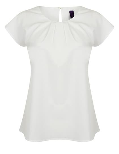 Ladies´ Pleat Front Short Sleeve Blouse — White
