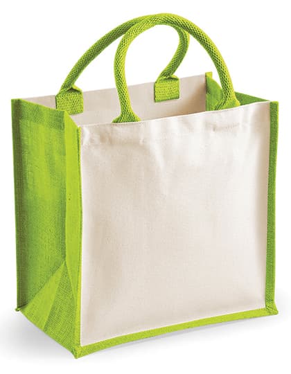Printers Midi Jute Bag — Apple Green