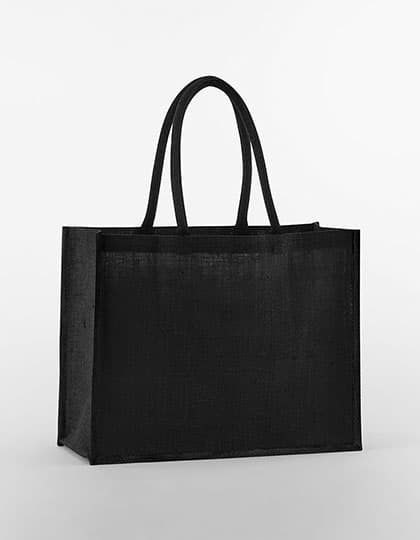 Natural Starched Jute Classic Shopper — Black