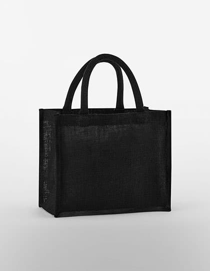 Natural Starched Jute Midi Bag — Black