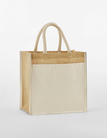 Cotton Pocket Natural Starched Jute Midi Bag — Natural