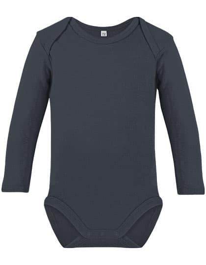 Organic Baby Bodysuit Long Sleeve Bailey 02 — Charcoal Grey