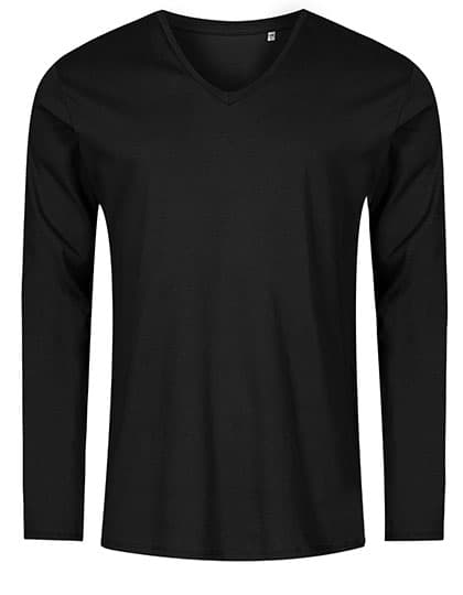 Men´s V-Neck T-Shirt Long Sleeve — Black