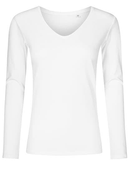Women´s V-Neck T-Shirt Long Sleeve — White
