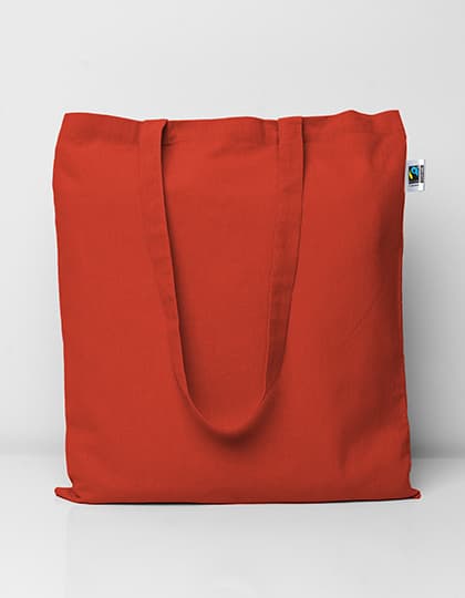 Fairtrade Cotton Bag Long Handles — Red (ca. Pantone 200C)