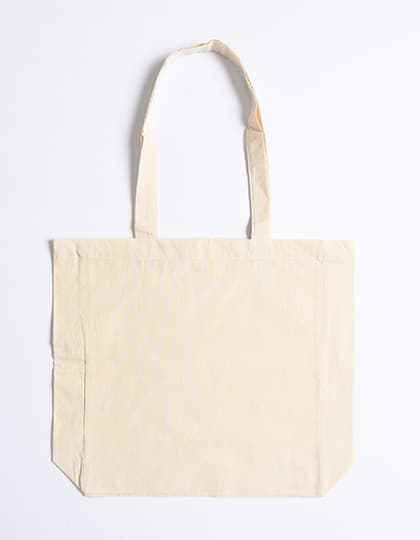 Cotton Bag Side Fold Long Handles — Natural