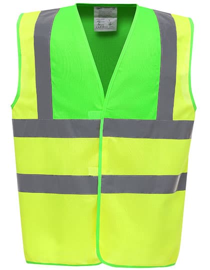 Hi-Vis 2 Bands & Braces Waistcoat — Lime Yoke