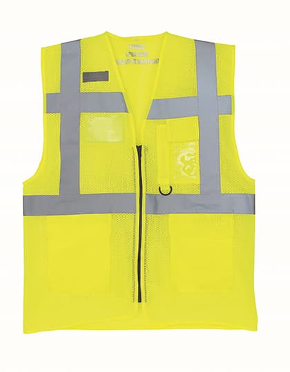 Hi-Vis Top Cool Recycled Open Mesh Executive Waistcoat — Hi-Vis Yellow