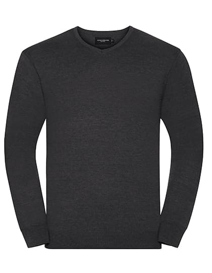 Men´s V-Neck Knitted Pullover — Charcoal Marl