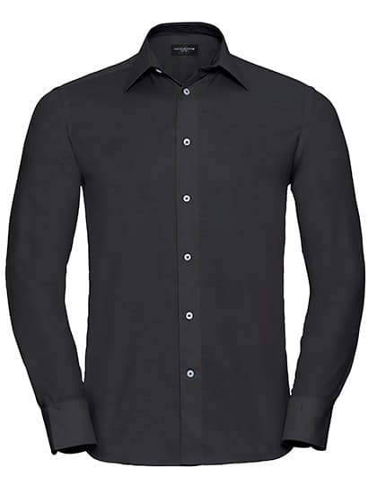 Men's Long Sleeve Tailored Oxford Shirt — Black