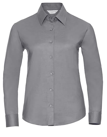 Ladies' Long Sleeve Tailored Oxford Shirt — Silver