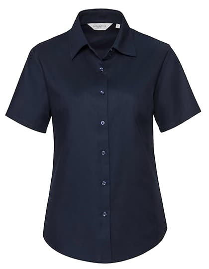 Ladies' Short Sleeve Tailored Oxford Shirt — Bright Navy