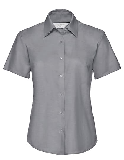 Ladies' Short Sleeve Tailored Oxford Shirt — Silver