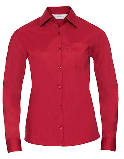 Ladies' Long Sleeve Classic Polycotton Poplin Shirt — Classic Red