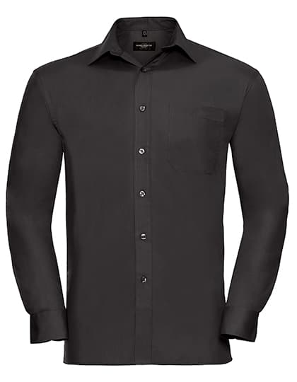 Men's Long Sleeve Classic Pure Cotton Poplin Shirt — Black