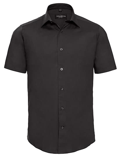 Men's Short Sleeve Fitted Stretch Shirt — Black