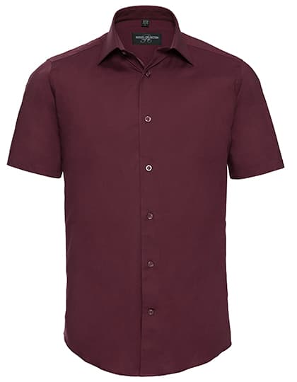 Men's Short Sleeve Fitted Stretch Shirt — Port
