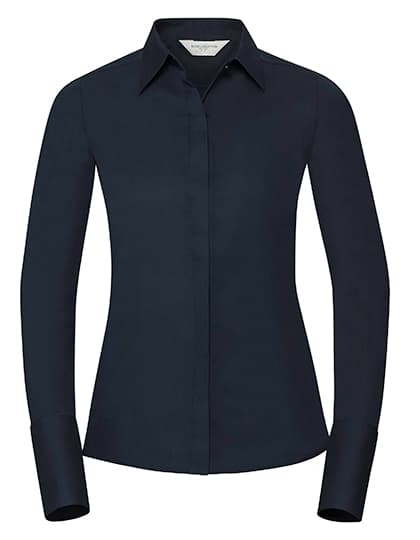 Ladies' Long Sleeve Fitted Ultimate Stretch Shirt — Bright Navy