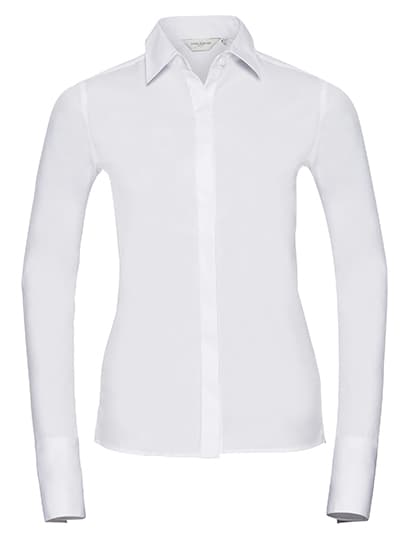 Ladies' Long Sleeve Fitted Ultimate Stretch Shirt — White