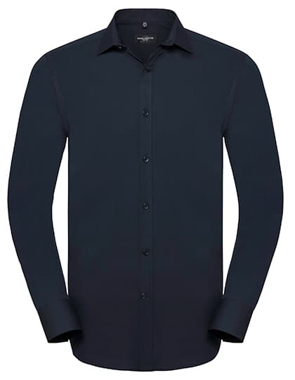 Men's Long Sleeve Fitted Ultimate Stretch Shirt — Bright Navy
