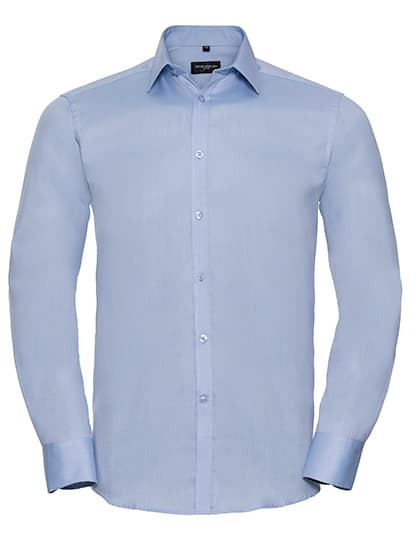 Men's Long Sleeve Tailored Herringbone Shirt — Light Blue