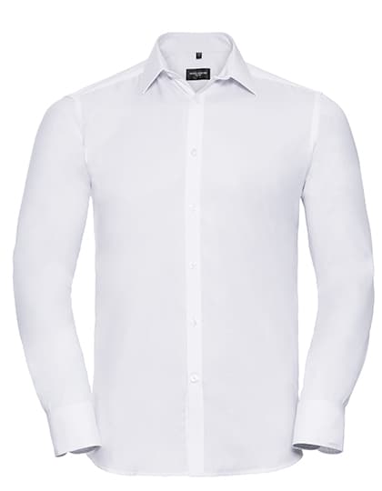 Men's Long Sleeve Tailored Herringbone Shirt — White